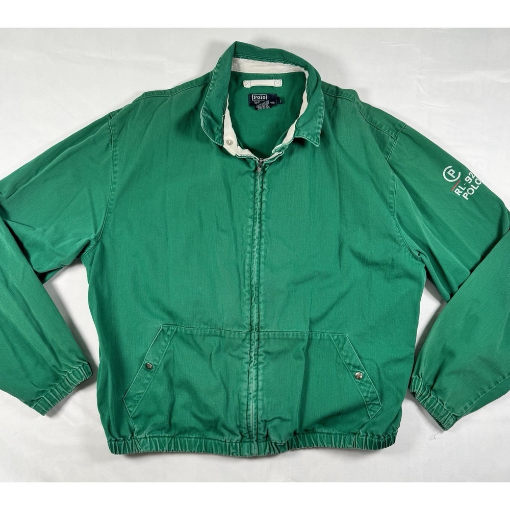 Polo Ralph Lauren Vintage 90s RL-92 Green Cotton Jacket Made in USA Mens XL